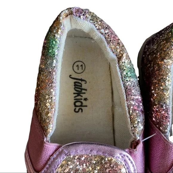 Fab Kids Toddler Sparkle Glitter Rainbow Kids Shoes Size 11 Girls - Picture 3 of 9